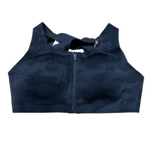 Lululemon Enlite Bra Zip Front Incognito Camo Multi Grey Women's Size 36D EUC